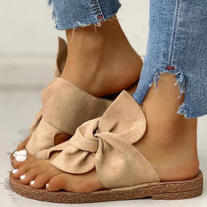 Women Casual Flat Heel Bowknot Slide Sandals