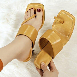 Women irregular ring toe stiletto flip flop heels