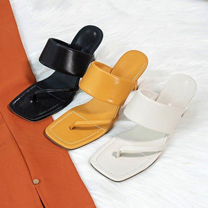 Women irregular ring toe stiletto flip flop heels