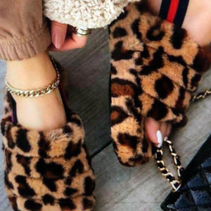 Women Soft Platform Comfy Fur Slide Sandals