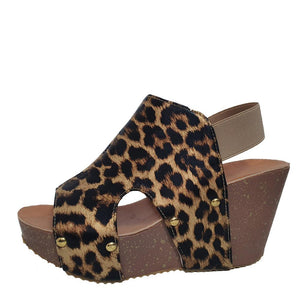 Women peep toe high heeled wedge slingback sandals
