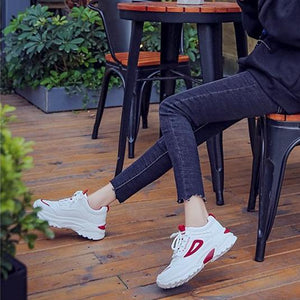 Women round toe lace up wedge platform sneakers