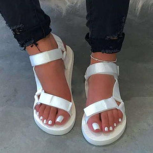 Women flat strappy support velcro sandals