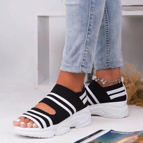 2019 Stylish Hollow Out Peep Toe Chunky Comfy Sandals