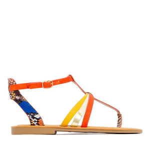 Women snakeskin flat clip toe strappy summer beach boho sandals