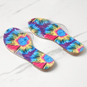 Women jelly one strap colorful 
flat summer slide sandals