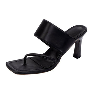 Women irregular ring toe stiletto flip flop heels