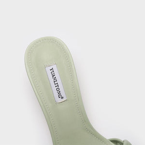 Women square peep toe woven strap slide clear heel sandals
