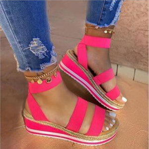 Women chunky platform ankle strap wedge sandals