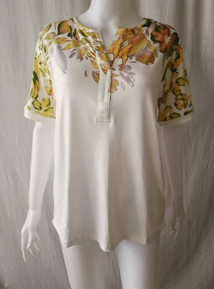 Women floral printed v neck short sleeve shirts