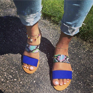 Women Summer Casual Two Strap Slide Sandals