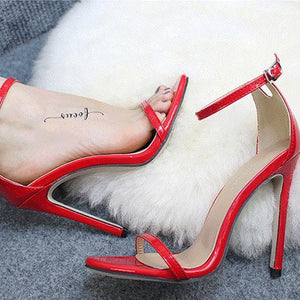 Women open toe ankle buckle strap stiletto high heels