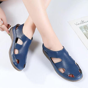 Women's closed toe hollow magic tape sandals comfy walking driving loafers shoes