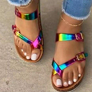 Women Criss Cross Strap Multicolor Flat Sandals