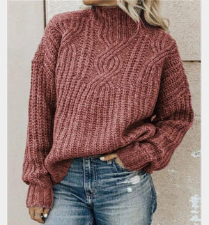 Women's turtleneck knitted sweater pullover sweater