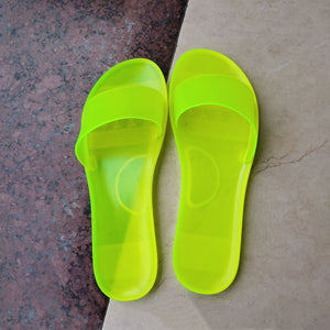 Women jelly clear one strap flat 
slide sandals