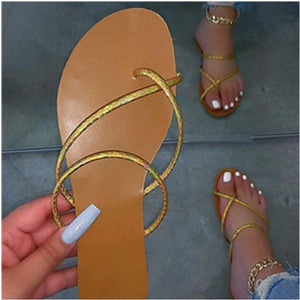 Women's rainbow strap slide sandals flat beach slip on shoes