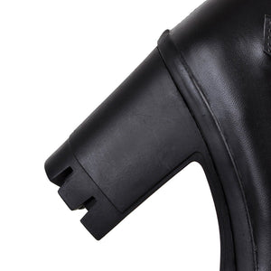 Women chunky heel platform buckle strap stitching winter boots