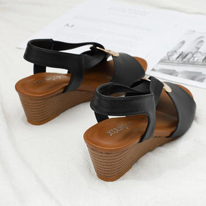 Women peep toe ankle strap slip on wedge sandals