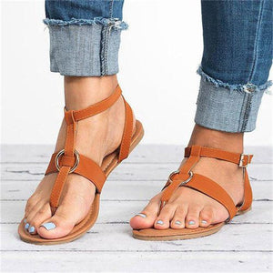 Women clip toe slingback buckle strap beach flat sandals