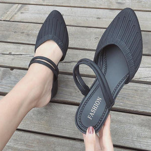 Women closed toe ankle strap 
slide mule sandals