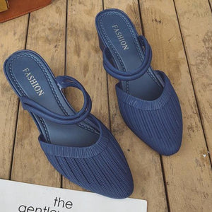 Women closed toe ankle strap 
slide mule sandals