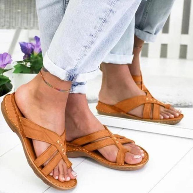 Women summer casual wedge peep toe slide sandals