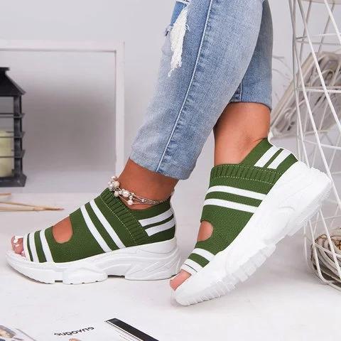 2019 Stylish Hollow Out Peep Toe Chunky Comfy Sandals