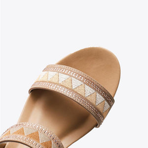 Women peep toe ankle strap boho wedge sandals