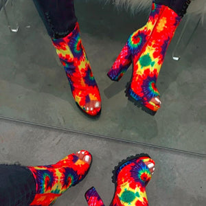 Women's high heel peep toe boots with zipper