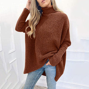 Women knit batwing long sleeve pullover turtleneck sweater