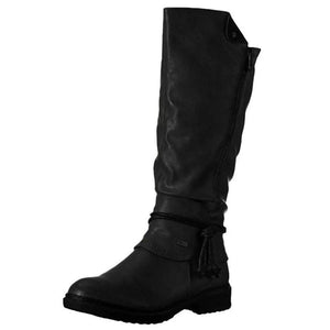 Women Knight Winter Fall Round Toe Square Heel Platform Wide Calf Boots