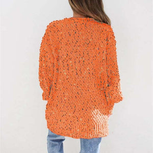 Women colorful dot knitted winter fall pockets long cardigan