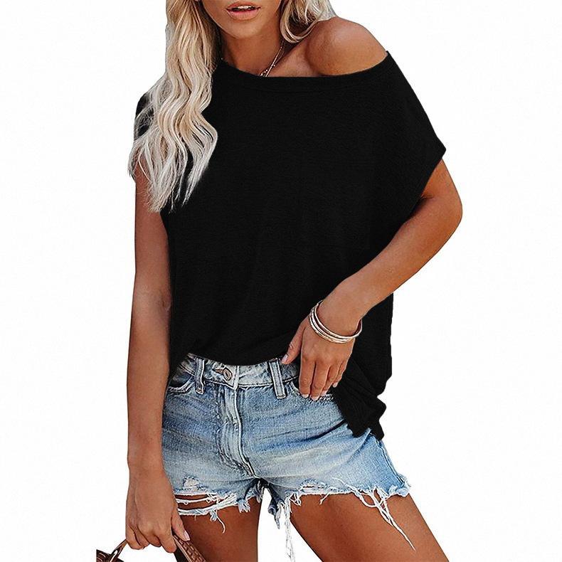 Women off shoulder summer loose short sleeve shirts