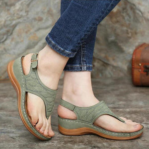 Women wedge clip toe slingback buckle strap sandals