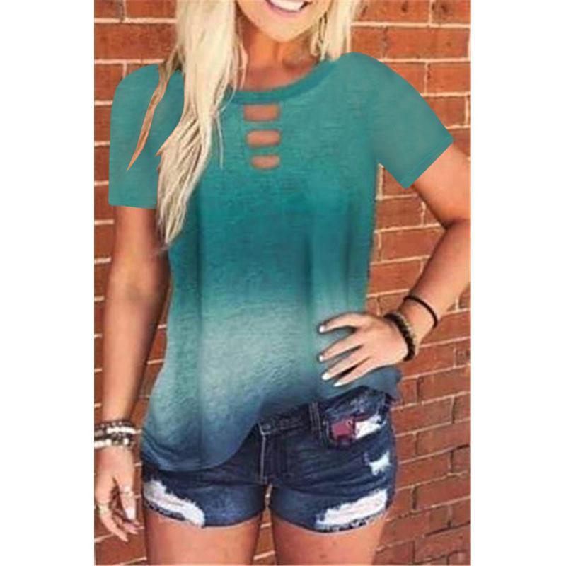 Women tie dye summer loose crew neck short sleeve shirts