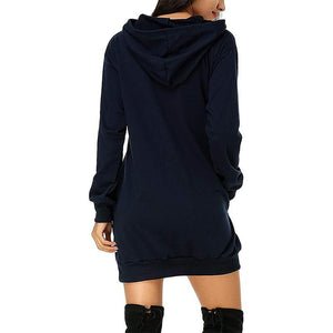 Women plaid dress winter outdoor hoodie sweatshirt with pockets