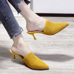 Women summer new fashion closed toe slide stiletto heels