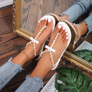 Women rhinestone bowknot clip toe slingback flat sandals