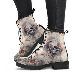 Women fashion printed chunk heel short lace up boots