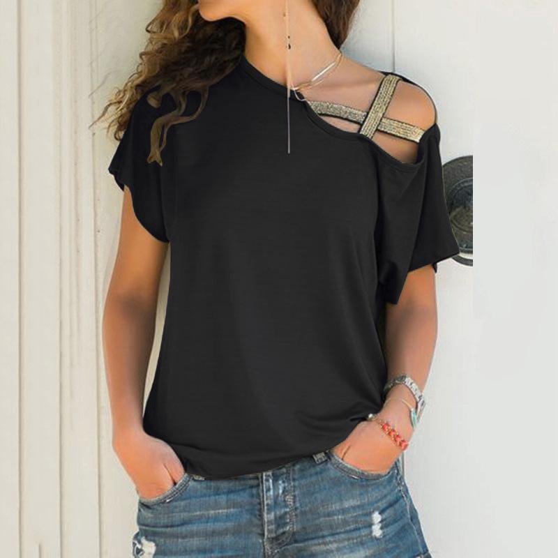 Women criss cross off shoulder sexy short sleeve shirts