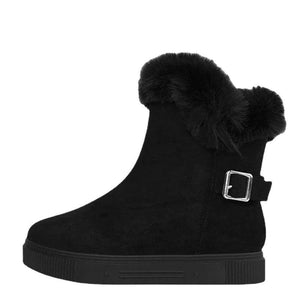 Women winter slip on thick faux fur flat short snow boots