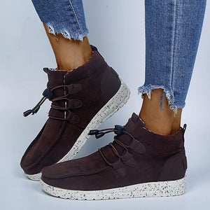 Women casual flat elastic lace up ankle boots