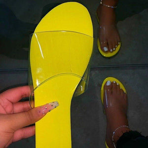 Women clear strap flat slides summer slippers