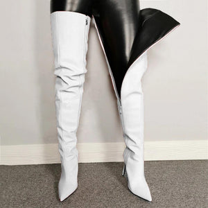 Women pointed toe stiletto heel side zipper over the knee boots