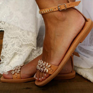 Rhinestone sandals for wedding flat bridal sandals