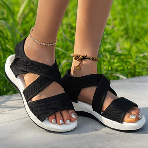 Women criss cross strap summer casual slip on flat sandals