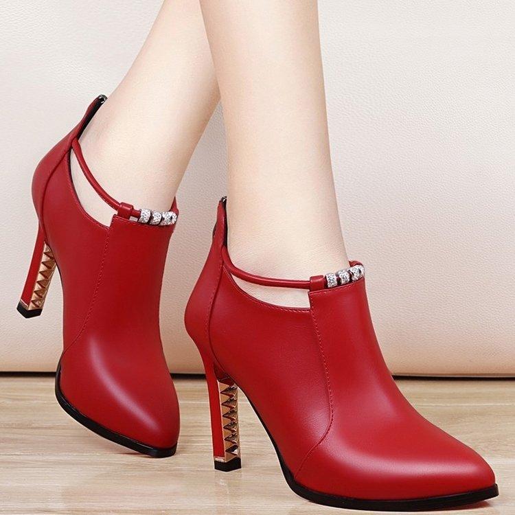 Women pointed toe stiletto high heel slip on ankle boots