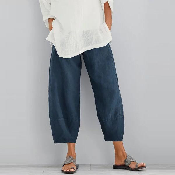 Women Wide Leg Cotton Capri Pants