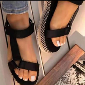 Women open toe support strap platform velcro sandals